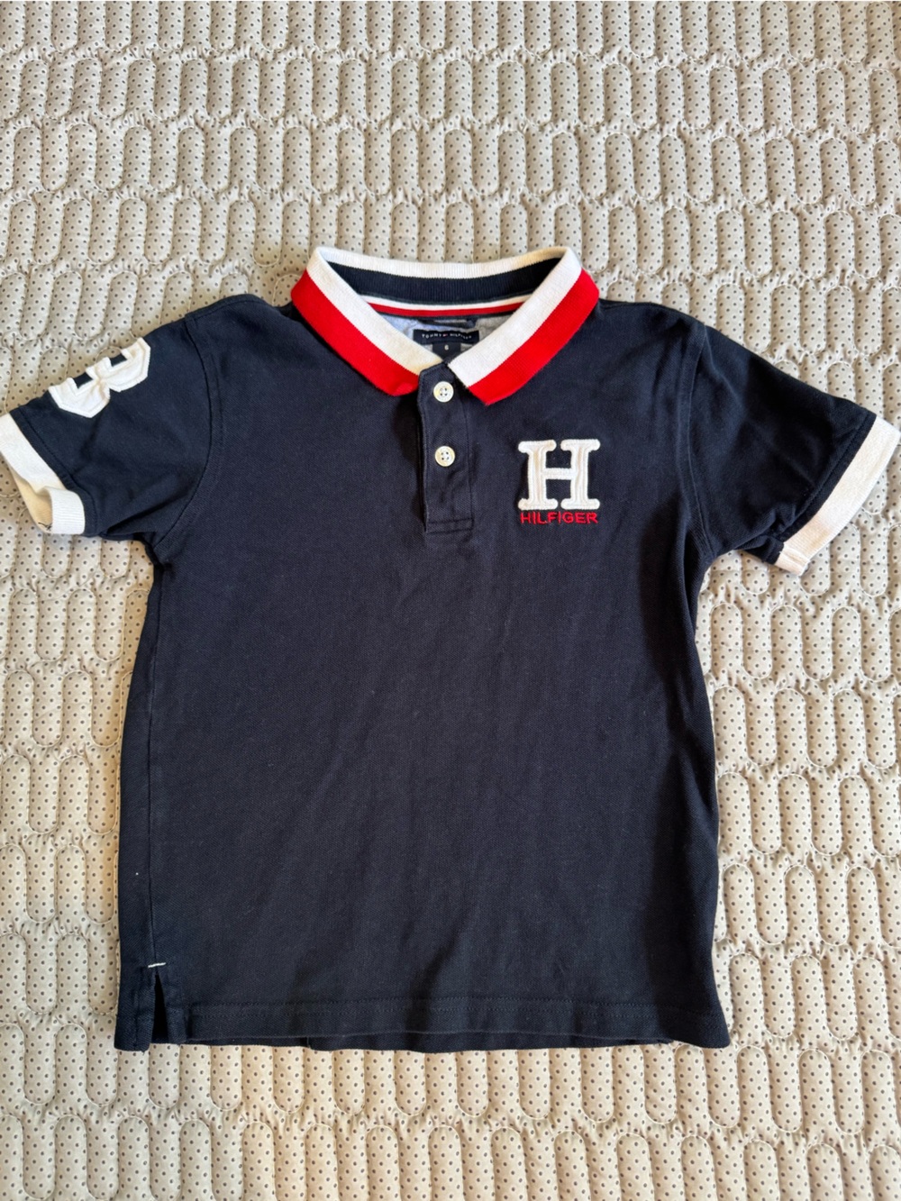 Tommy Hilfiger Dark Blue Polo with Red & White Accents